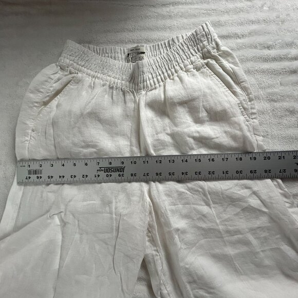 Rachel Zoe Womens White Linen Wide-Leg Pants Small Elastic Waist Pull-On Casual - Picture 6 of 9